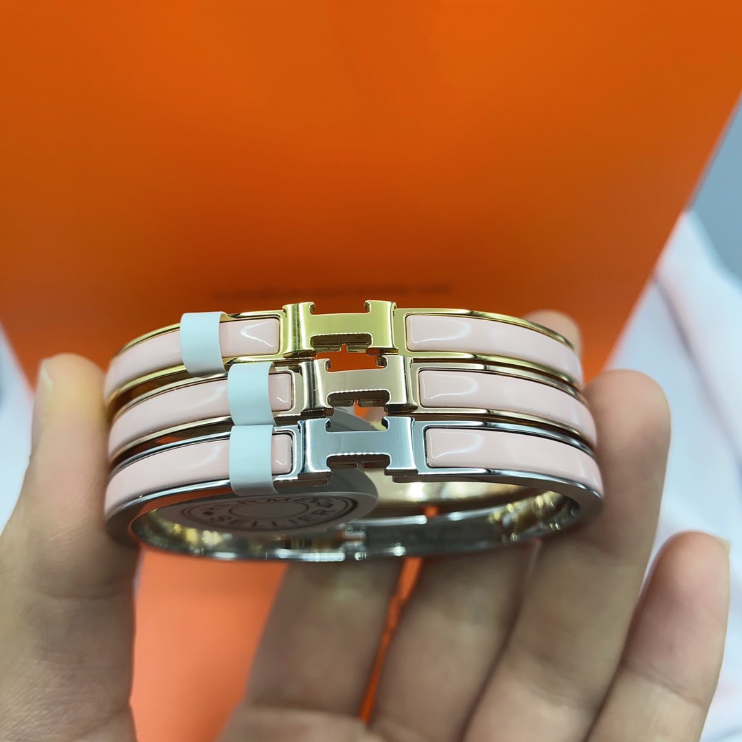 [Elara jewelsry ]CLASSIC HM CLIC  PINK 8MM ENAMEL BRACELET