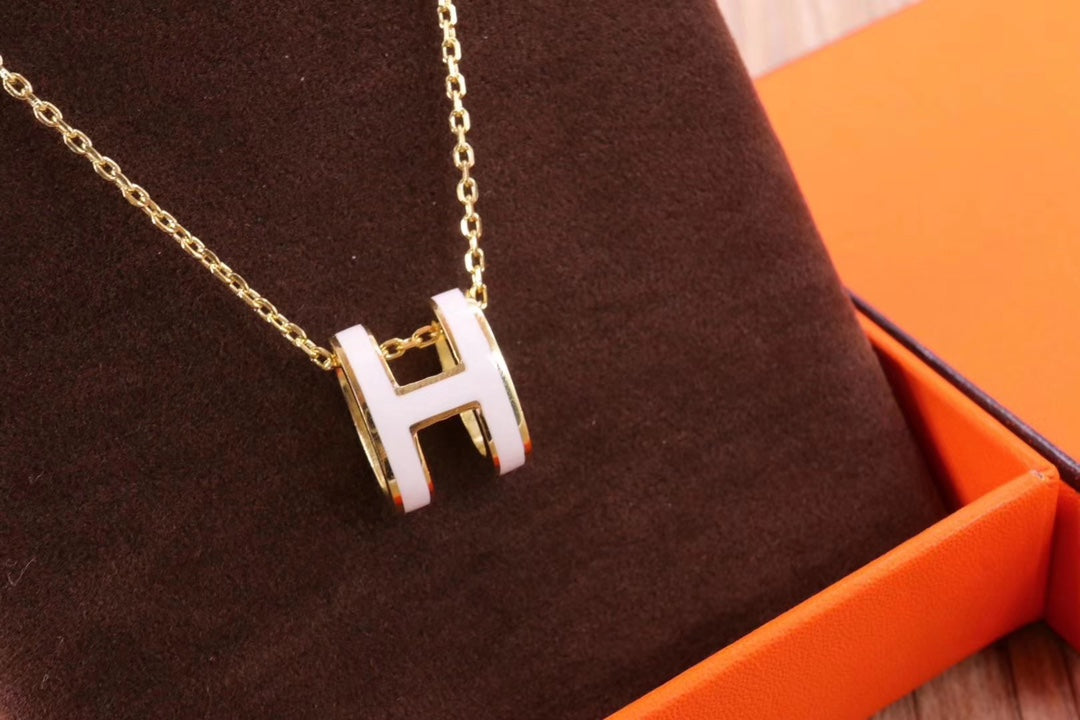 [Elara jewelsry ]HM CLIC YELLOW ENAMEL GOLD NECKLACE