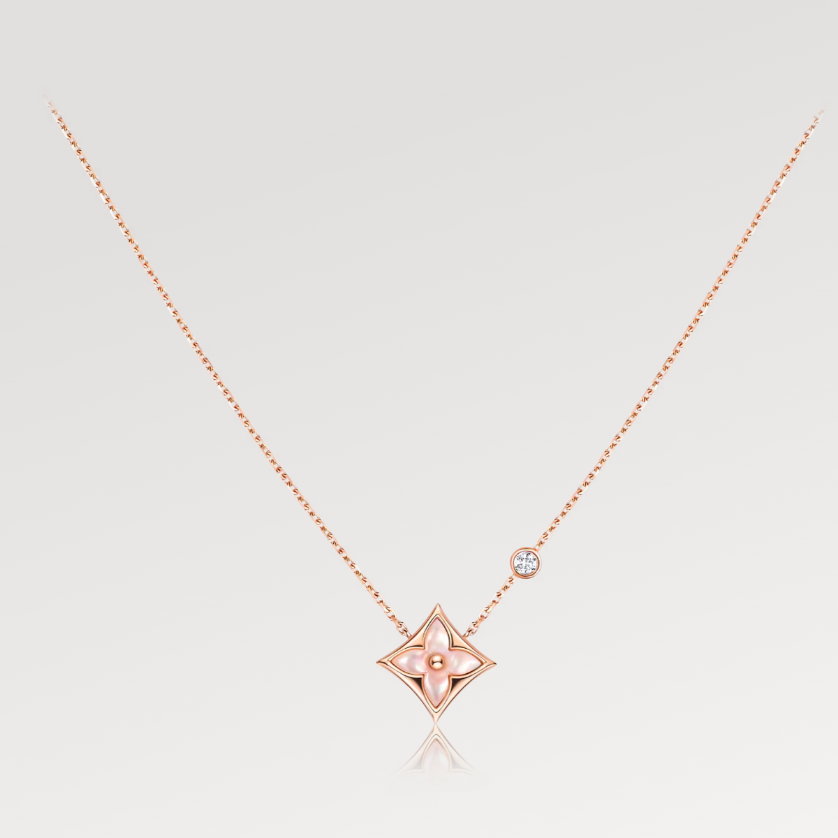 [Elara jewelsry ]STAR PINK MOP 1 DIAMOND PINK GOLD NECKLACE