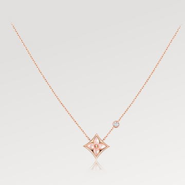 [Elara jewelsry ]STAR PINK MOP 1 DIAMOND PINK GOLD NECKLACE