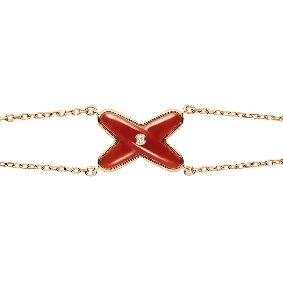 [Elara jewelsry ]JEUX BRACELET CARNELIAN PINK GOLD 1 DIAMOND