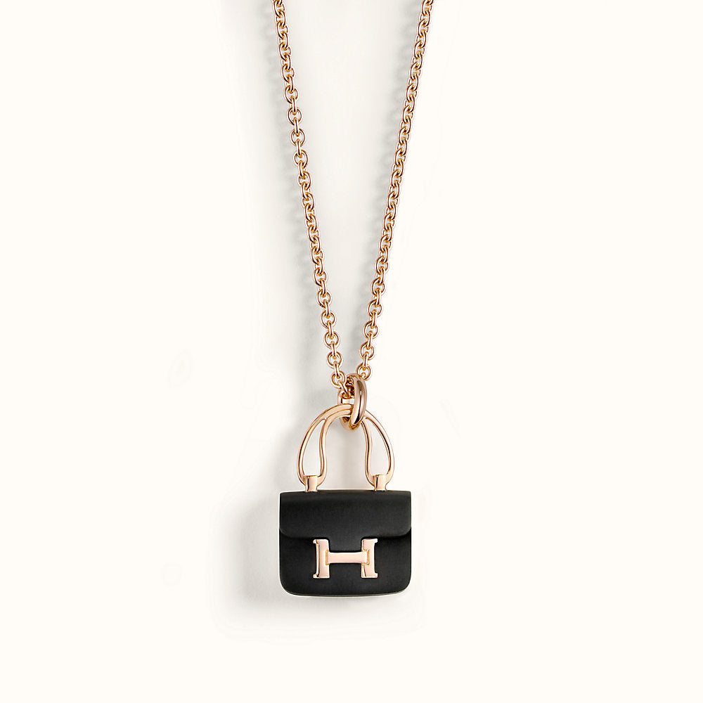 [Elara jewelsry ]CONSTANCE BLACK PEDANT PINK GOLD NECKLACE