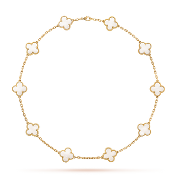 [Elara jewelsry ]CLOVER 10 MOTIFS WHITE MOTHER OF PEARL NECKLACE