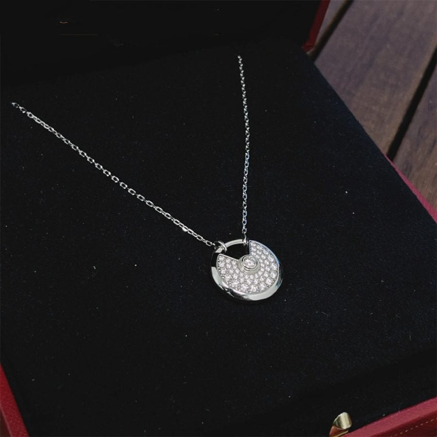 [Elara jewelsry ]AMULETTE SILVER FULL DIAMOND NECKLACE