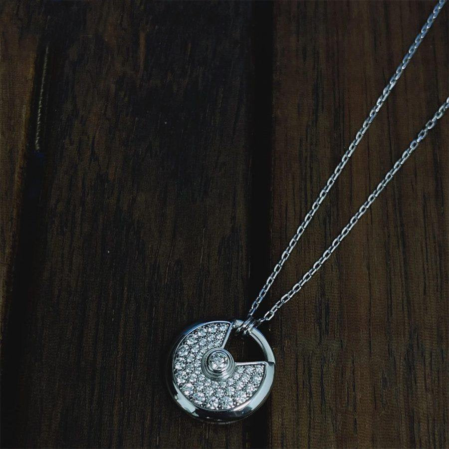 [Elara jewelsry ]AMULETTE SILVER FULL DIAMOND NECKLACE