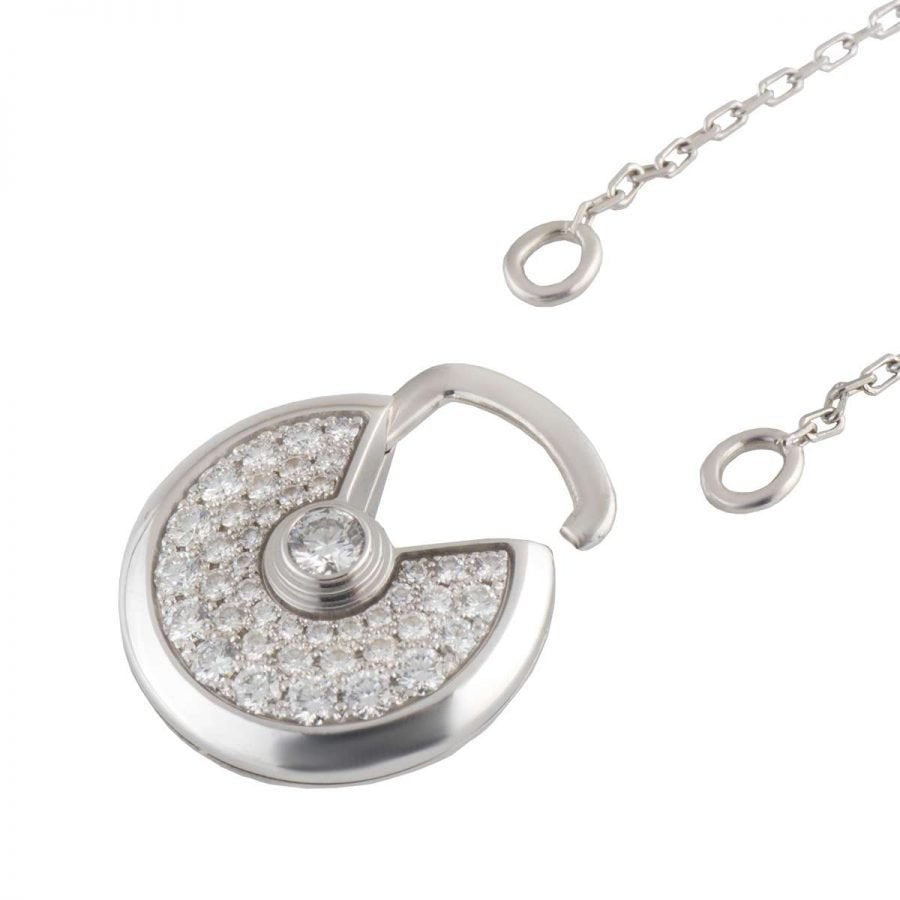 [Elara jewelsry ]AMULETTE SILVER FULL DIAMOND NECKLACE