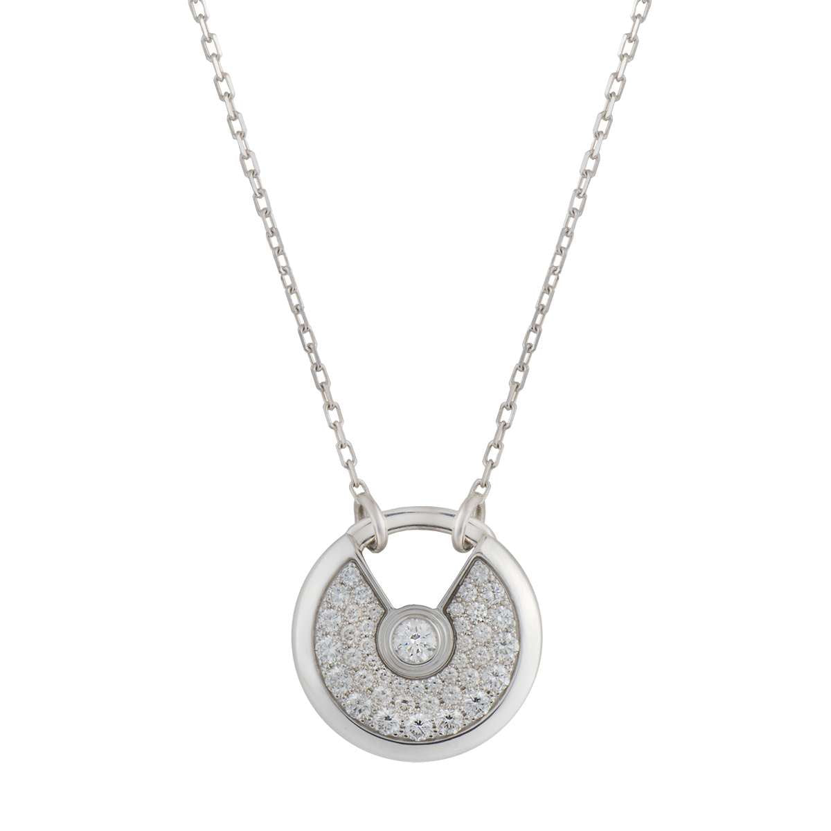 [Elara jewelsry ]AMULETTE SILVER FULL DIAMOND NECKLACE