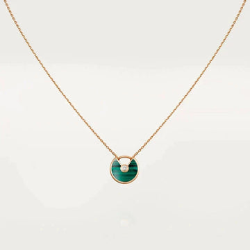 [Elara jewelsry ]AMULETTE ROSE GOLD MALACHITE NECKLACE