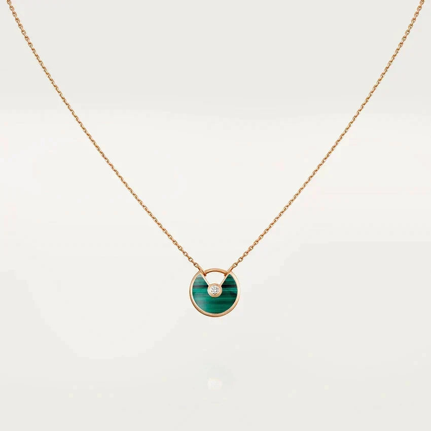 [Elara jewelsry ]AMULETTE ROSE GOLD MALACHITE NECKLACE