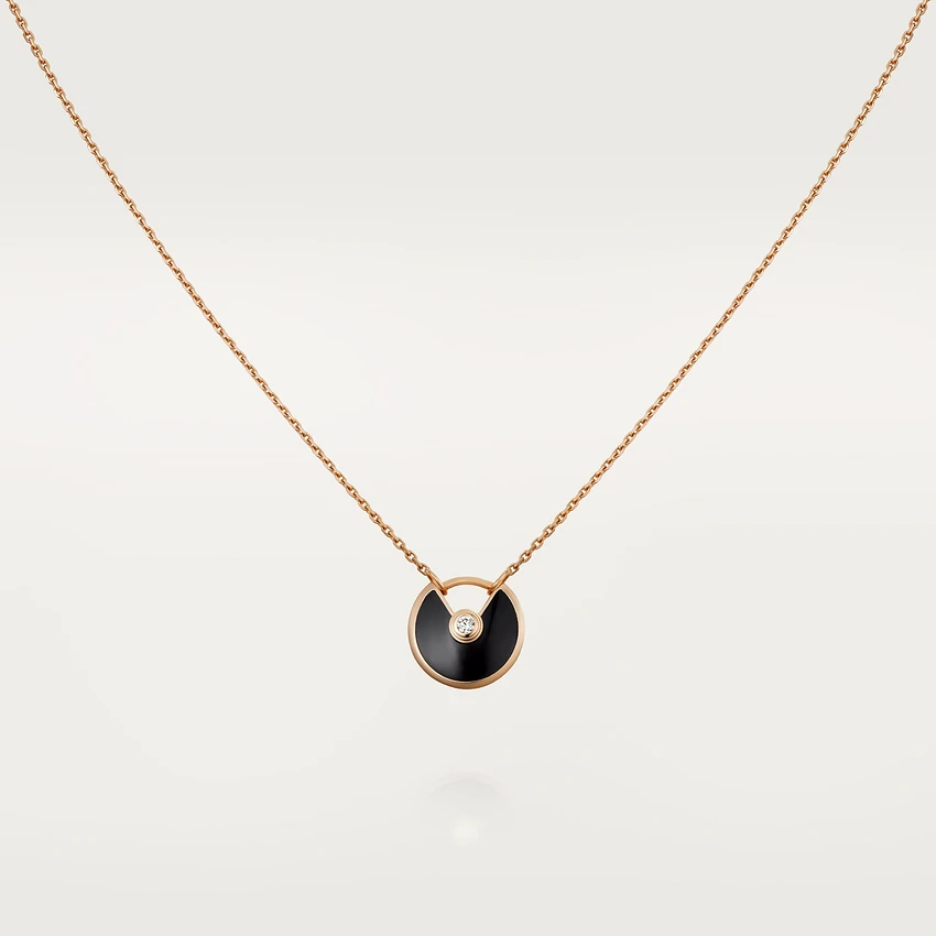 [Elara jewelsry ]AMULETTE ROSE GOLD ONYX NECKLACE