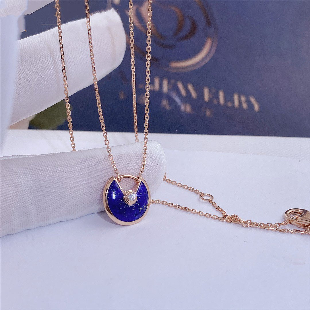 [Elara jewelsry ]AMULETTE ROSE GOLD AGATE NECKLACE