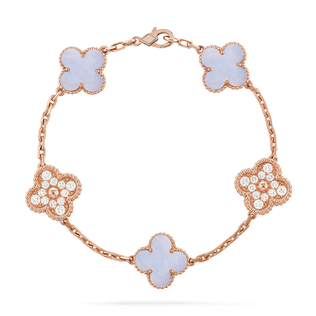 [Elara jewelsry ] CLOVER 5 MOTIF PURPLE CHALCEDONY BRACELET COLLECTION