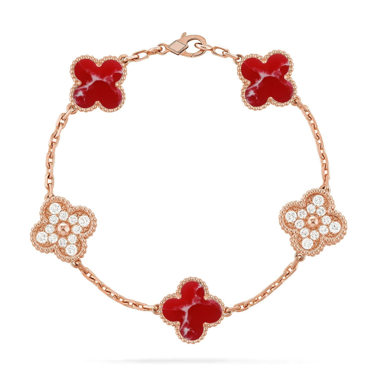 [Elara jewelsry ]CLOVER 5 MOTIF RED PATTERN BRACELET COLLECTION