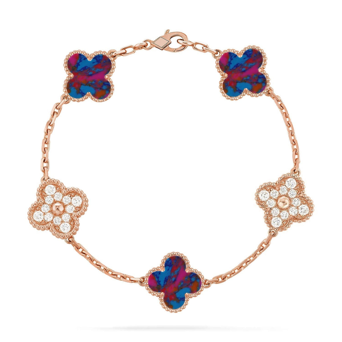 [Elara jewelsry ]CLOVER 5 MOTIF COLOR GEMSTONES BRACELET COLLECTION