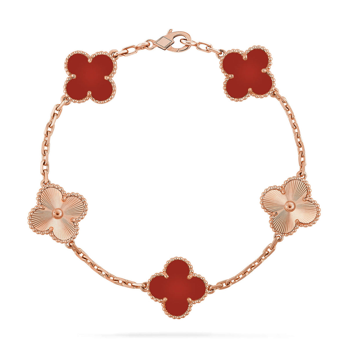 [Elara jewelsry ] CLOVER 5 MOTIF RED CORNELIAN BRACELET COLLECTION