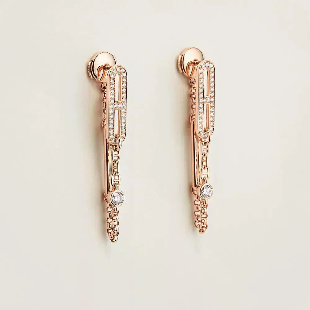 [Elara jewelsry ]CHAINE CHAOS DIAMOND DROP EARRINGS