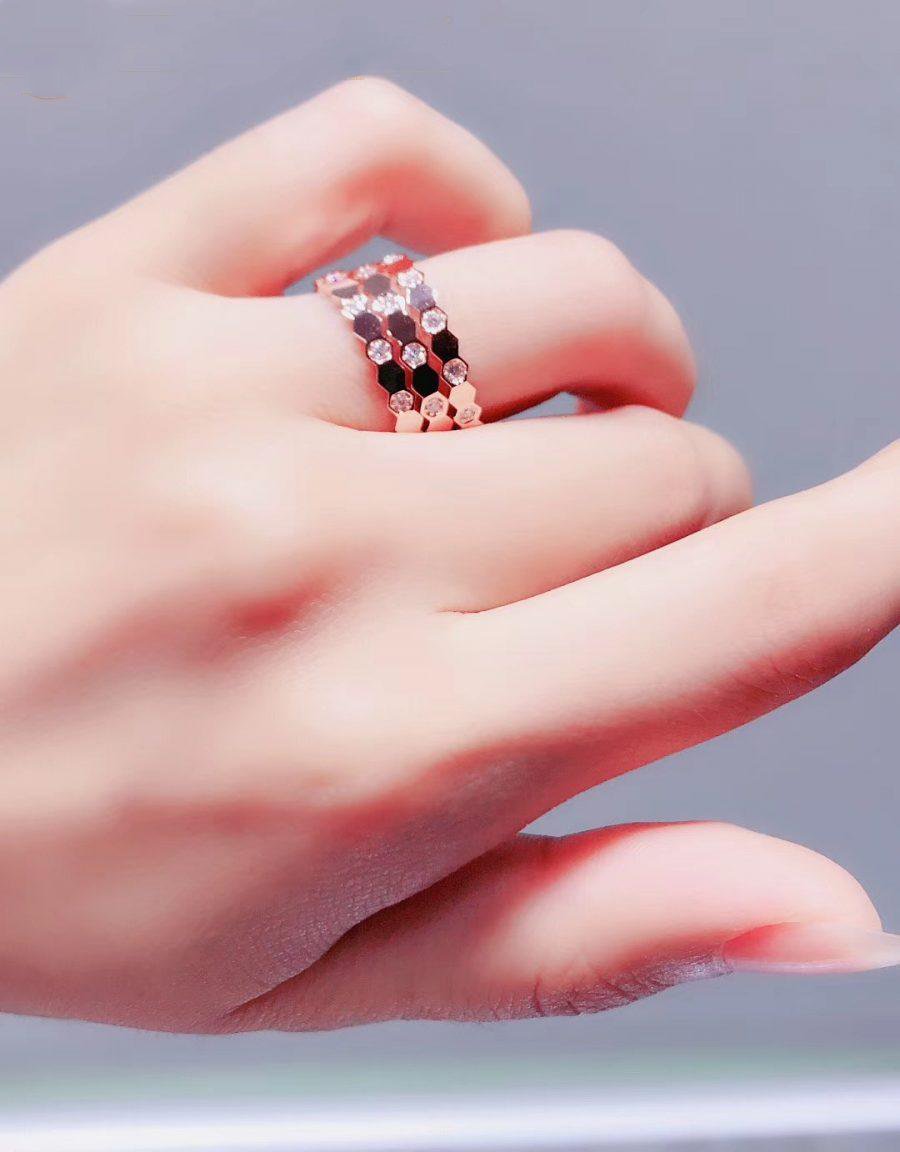 [Elara jewelsry ]BEE LOVE RING PINK GOLD DIAMOND