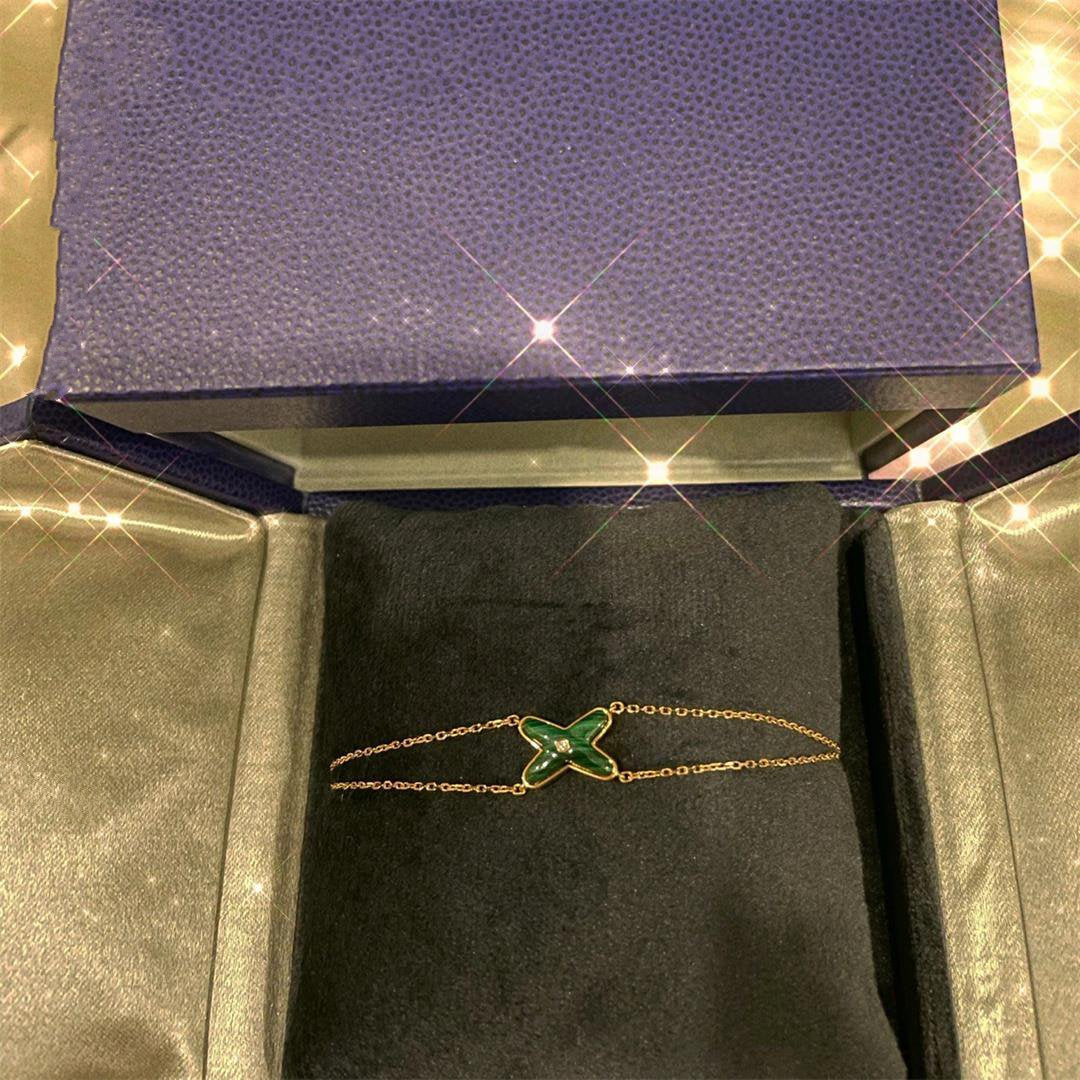 [Elara jewelsry ]JEUX BRACELET MALACHITE PINK GOLD 1 DIAMOND
