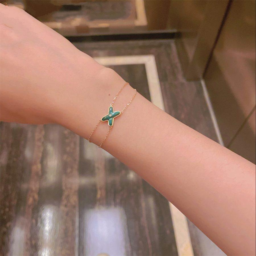 [Elara jewelsry ]JEUX BRACELET MALACHITE PINK GOLD 1 DIAMOND