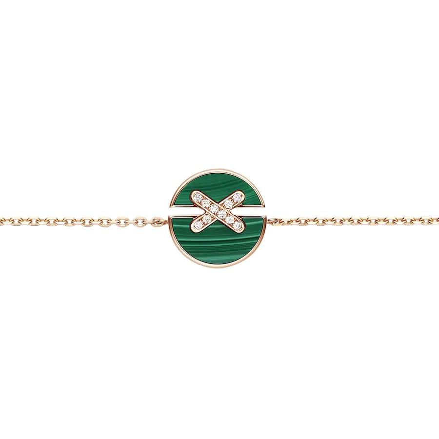 [Elara jewelsry ]JEUX DE BRACELET MALACHITE PINK GOLD DIAMONDS