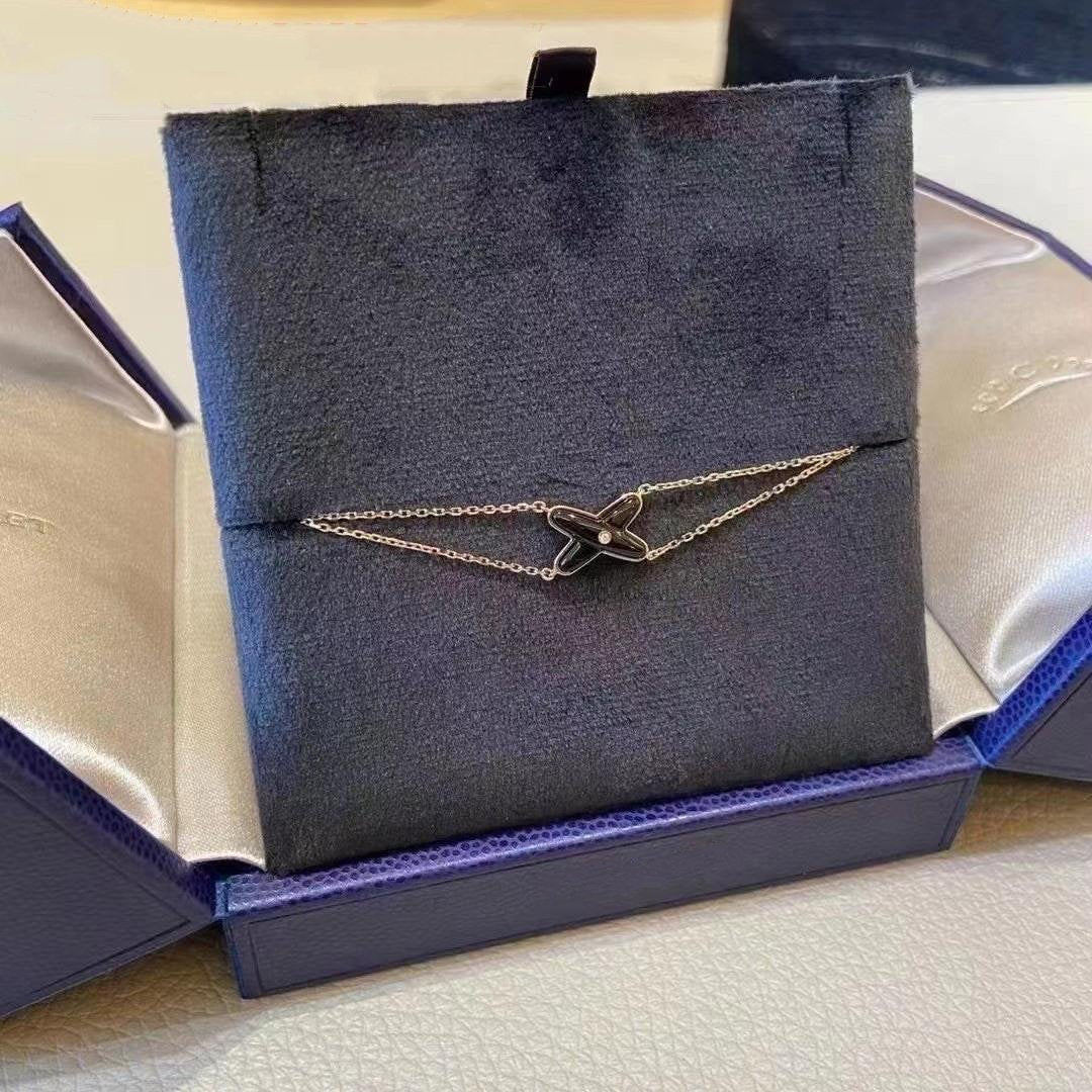 [Elara jewelsry ]JEUX BRACELET ONYX PINK GOLD 1 DIAMOND