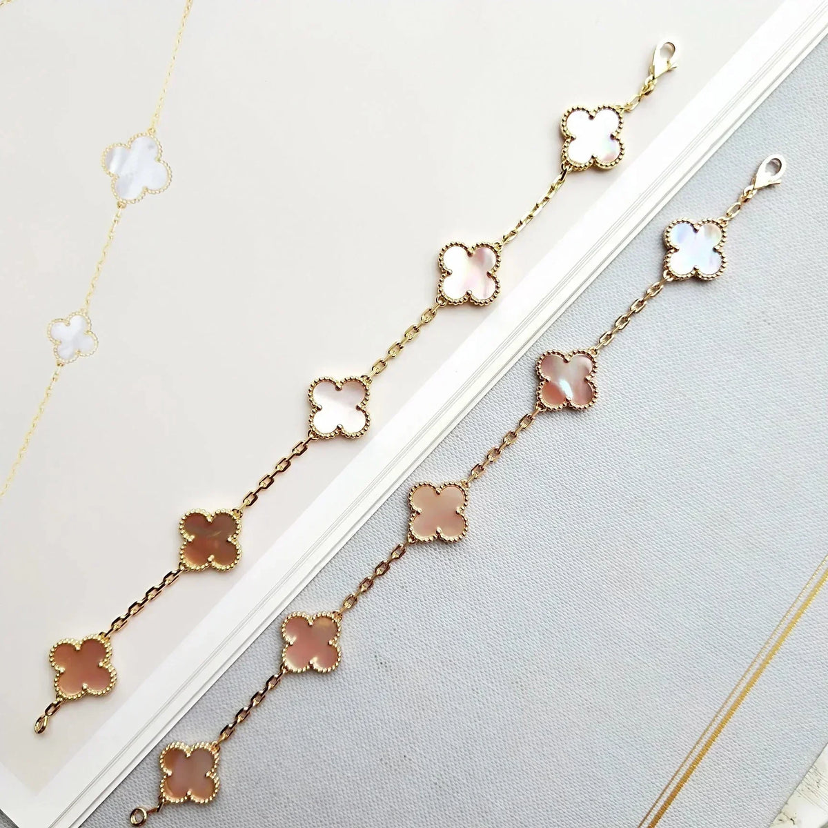 [Elara jewelsry ] CLOVER 5 MOTIFS  PINK MOP BRACELET COLLECTION