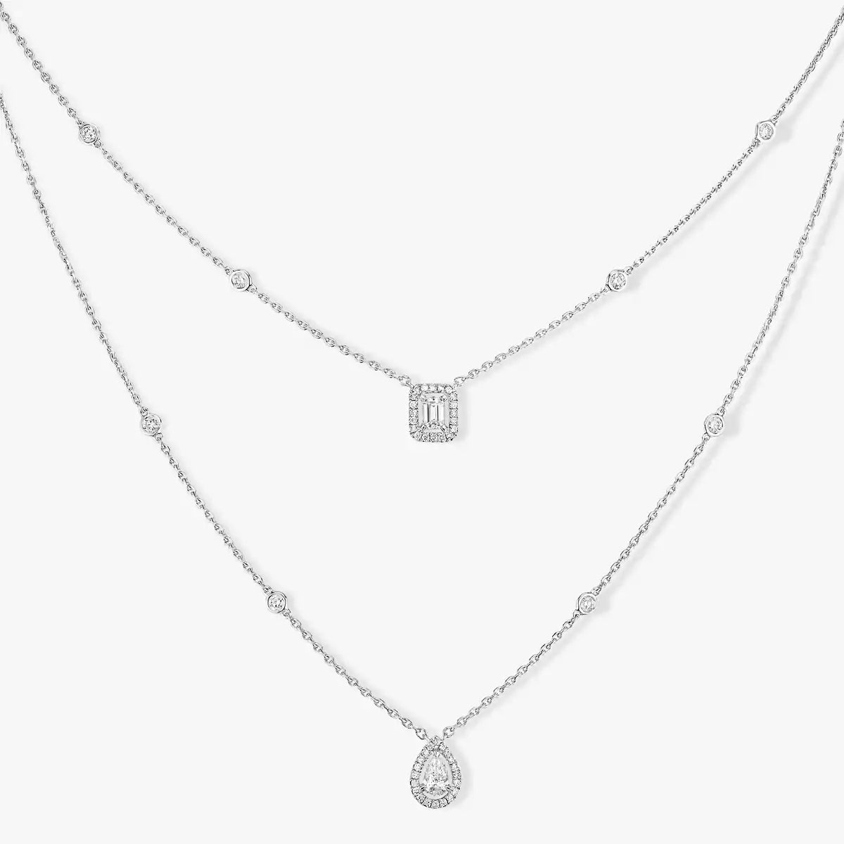 [Elara jewelsry]Diamond Necklace My Twin 2 Rows