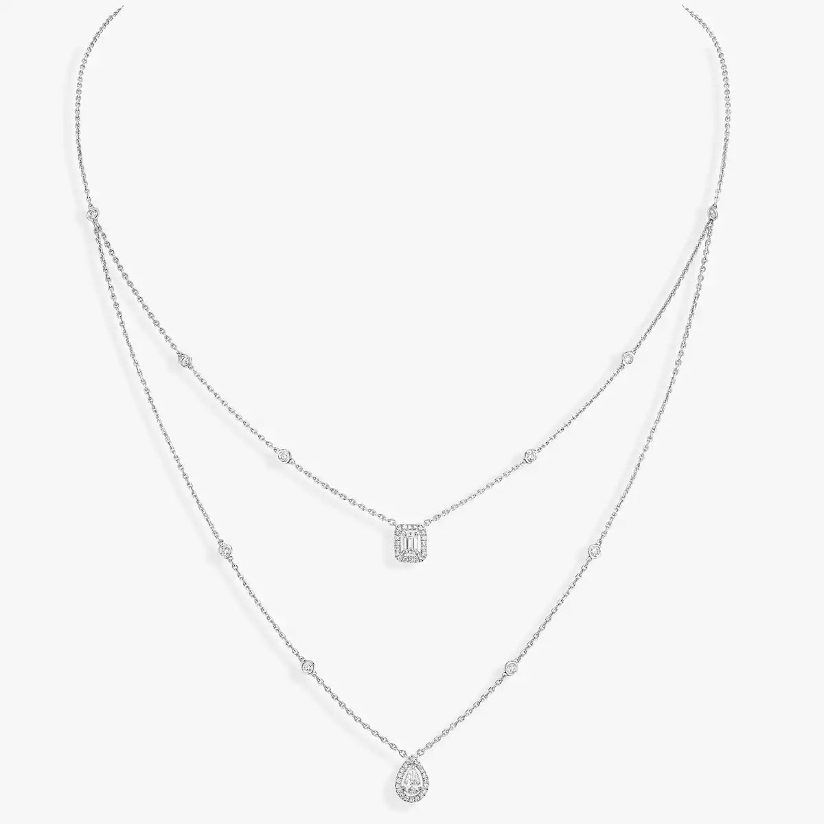 [Elara jewelsry]Diamond Necklace My Twin 2 Rows