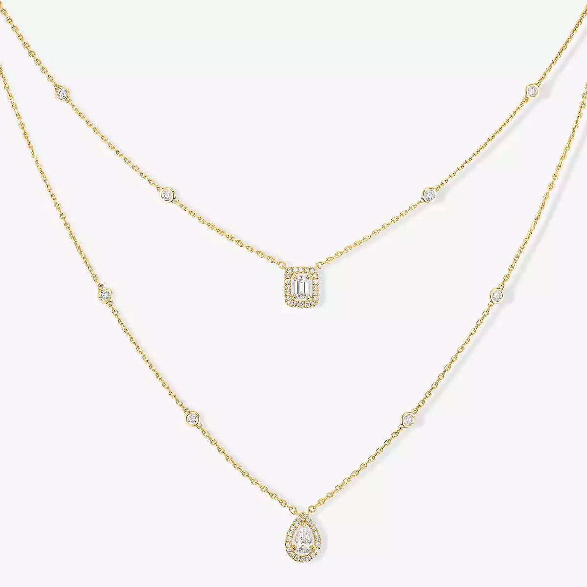 [Elara jewelsry]Diamond Necklace My Twin 2 Rows