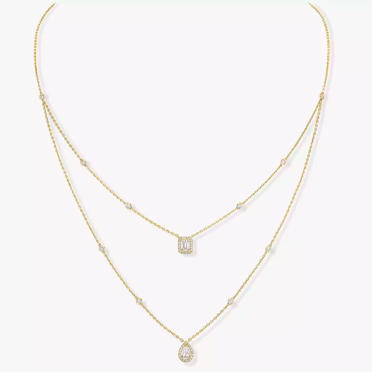[Elara jewelsry]Diamond Necklace My Twin 2 Rows