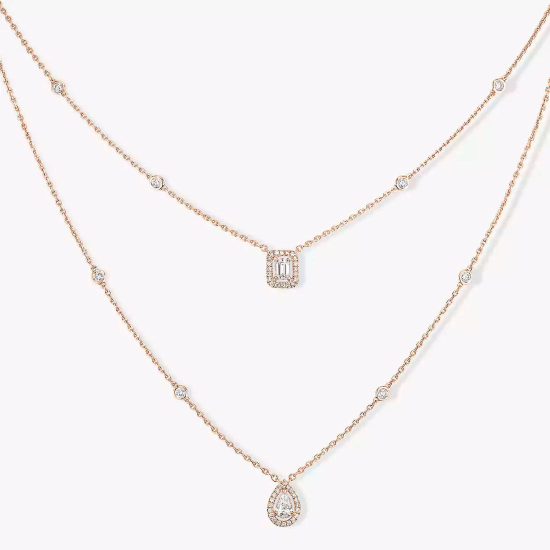 [Elara jewelsry]Diamond Necklace My Twin 2 Rows