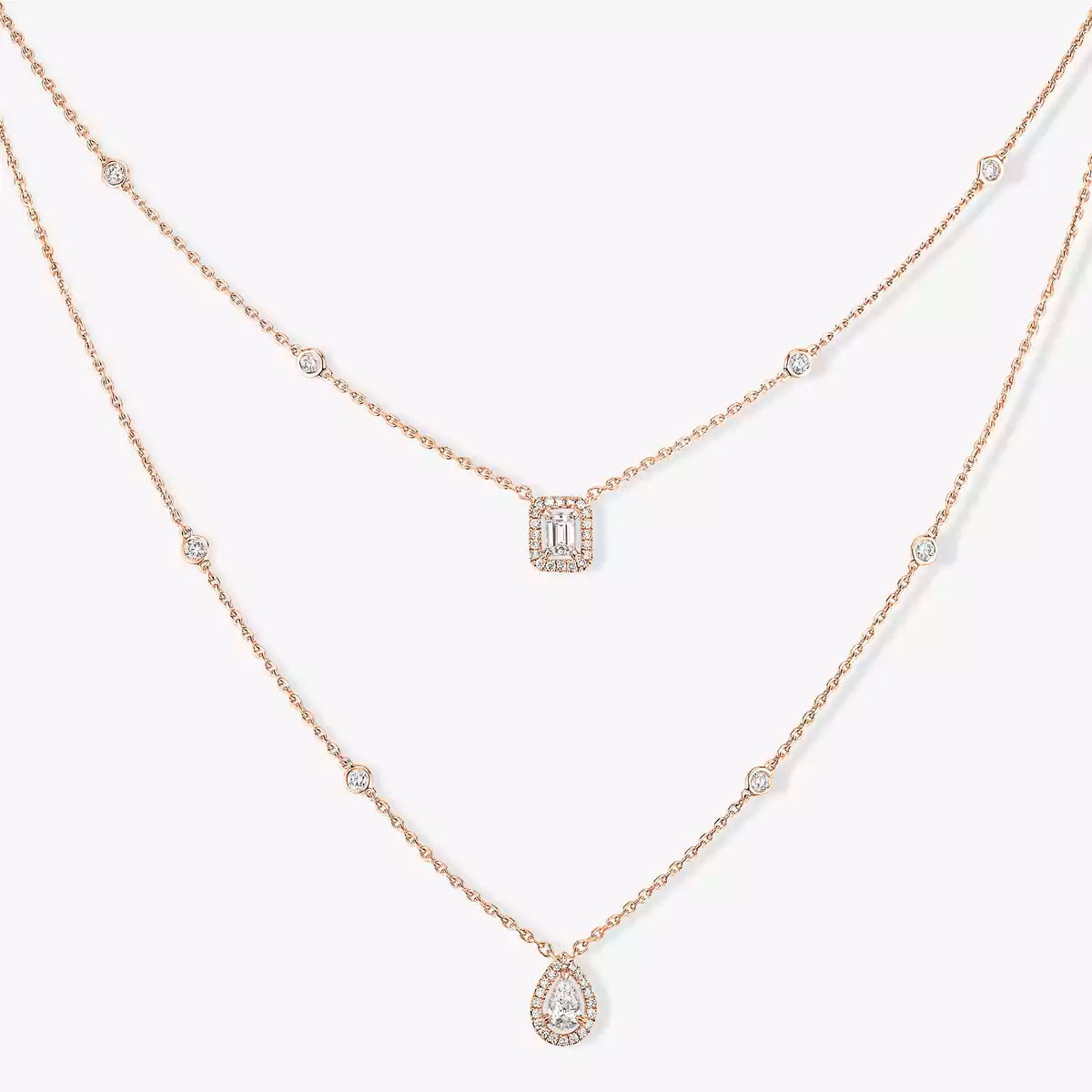 [Elara jewelsry]Diamond Necklace My Twin 2 Rows