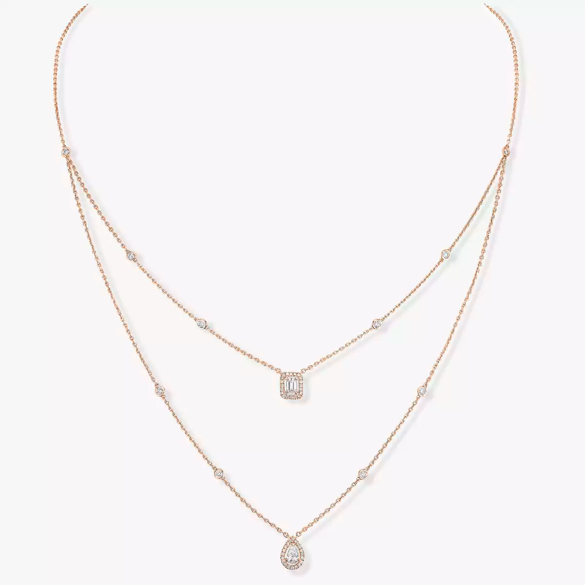 [Elara jewelsry]Diamond Necklace My Twin 2 Rows
