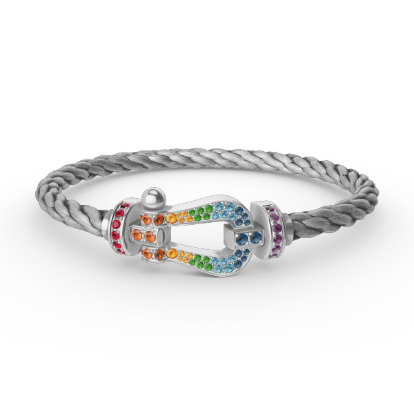 [Elara jewelsry ]FORC LARGE HORSESHOE  COLORED DIAMOND BRACELET SILVER
