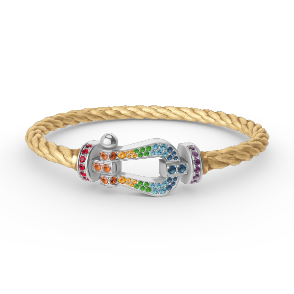 [Elara jewelsry ]FORC LARGE HORSESHOE  COLORED DIAMOND BRACELET SILVER