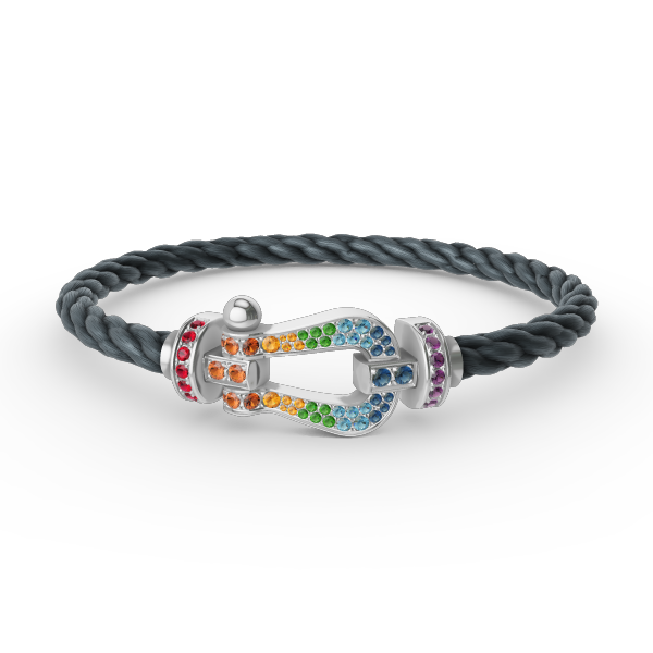 [Elara jewelsry ]FORC LARGE HORSESHOE  COLORED DIAMOND BRACELET SILVER