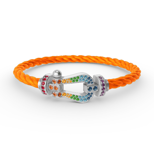 [Elara jewelsry ]FORC LARGE HORSESHOE  COLORED DIAMOND BRACELET SILVER