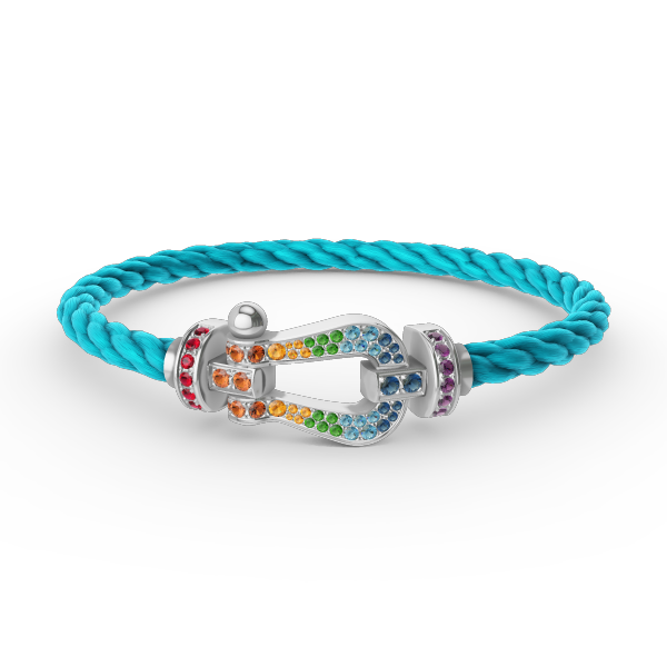 [Elara jewelsry ]FORC LARGE HORSESHOE  COLORED DIAMOND BRACELET SILVER
