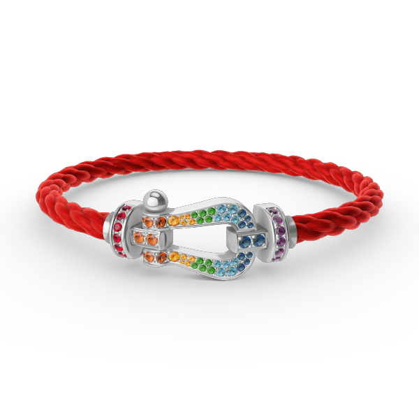 [Elara jewelsry ]FORC LARGE HORSESHOE  COLORED DIAMOND BRACELET SILVER
