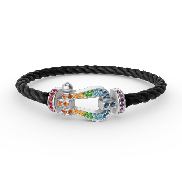 [Elara jewelsry ]FORC LARGE HORSESHOE  COLORED DIAMOND BRACELET SILVER