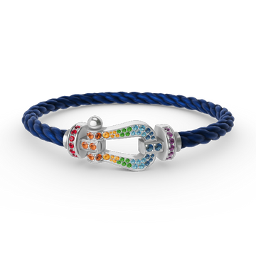 [Elara jewelsry ]FORC LARGE HORSESHOE  COLORED DIAMOND BRACELET SILVER