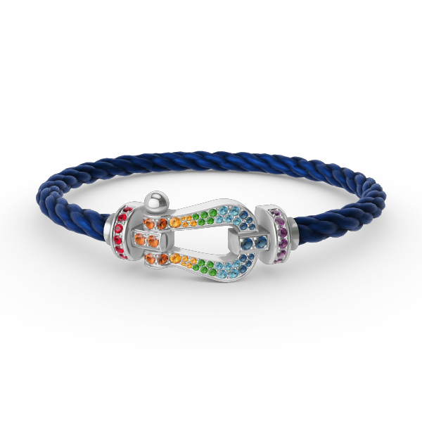 [Elara jewelsry ]FORC LARGE HORSESHOE  COLORED DIAMOND BRACELET SILVER