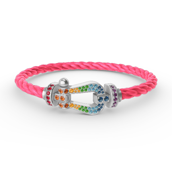 [Elara jewelsry ]FORC LARGE HORSESHOE  COLORED DIAMOND BRACELET SILVER