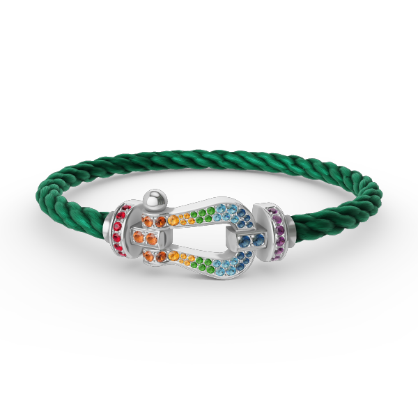 [Elara jewelsry ]FORC LARGE HORSESHOE  COLORED DIAMOND BRACELET SILVER