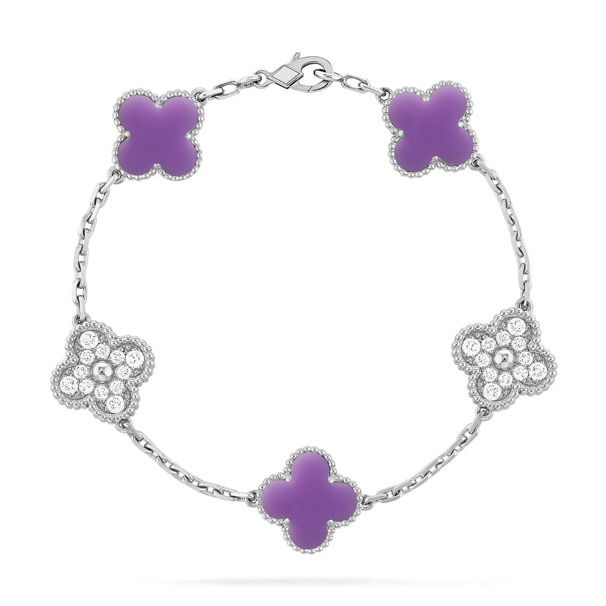 [Elara jewelsry ]CLOVER 5 MOTIF LIGHT PURPLE BRACELET COLLECTION