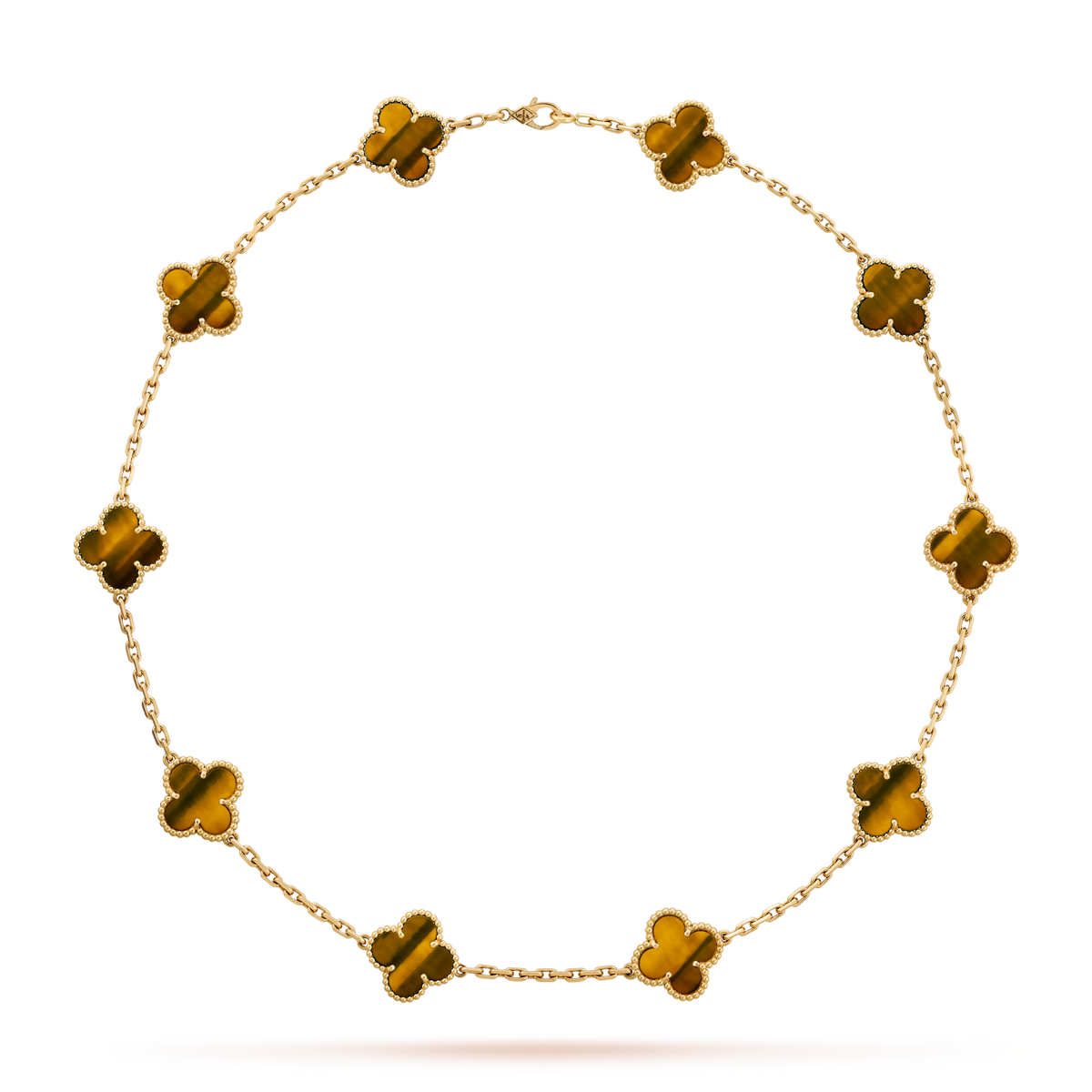 [Elara jewelsry ]CLOVER 10 MOTIFS TIGER EYE NECKLACE