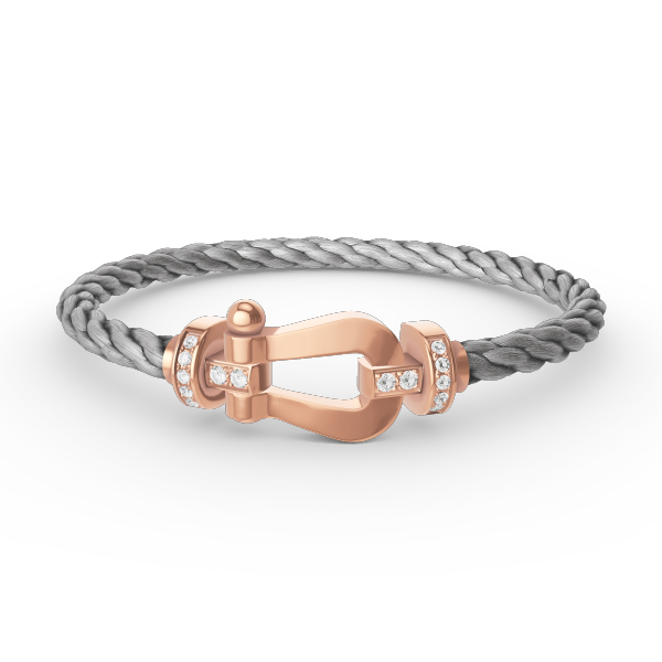 [Elara jewelsry ]FORCE LARGE HORSESHOE HALF DIAMOND BRACELET ROSE GOLD