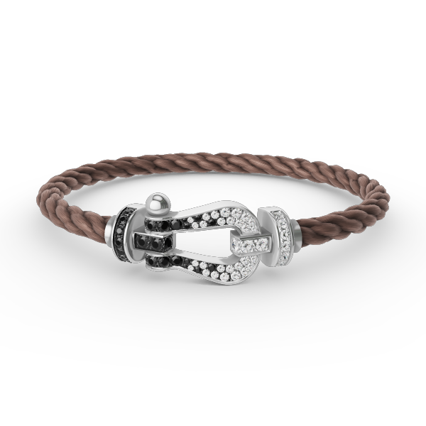 [Elara jewelsry ]FORCE LARGE HORSESHOE BLACK WHITE DIAMOND BRACELET SILVER