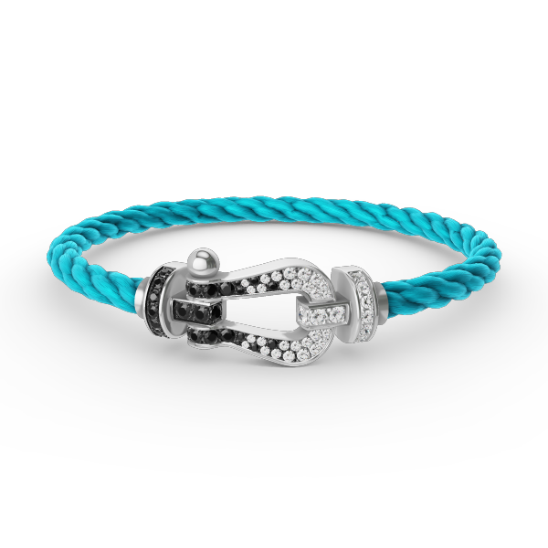 [Elara jewelsry ]FORCE LARGE HORSESHOE BLACK WHITE DIAMOND BRACELET SILVER