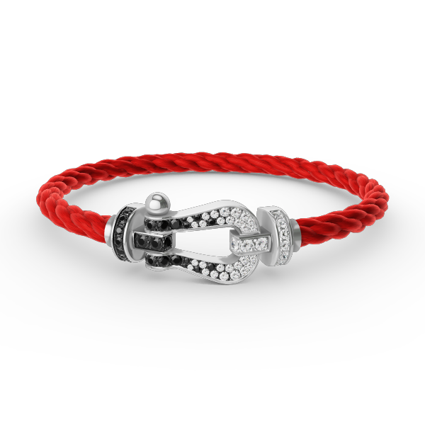 [Elara jewelsry ]FORCE LARGE HORSESHOE BLACK WHITE DIAMOND BRACELET SILVER